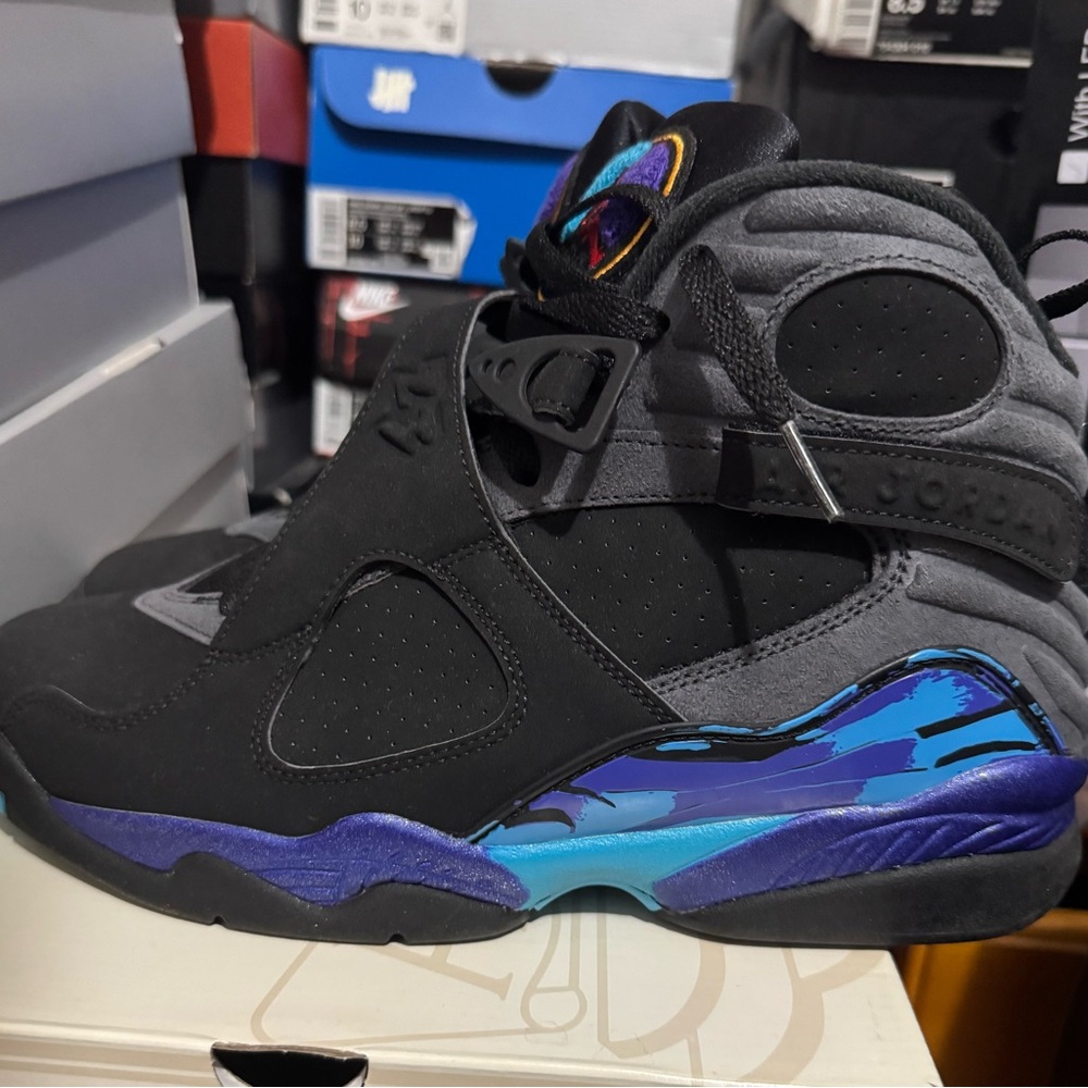 Jordan Sneakers Black and Gray with Blue Accents
